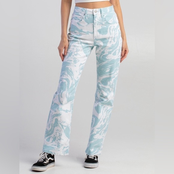 TINSELTOWN Womens High Rise 5 Pocket Wide Leg Jeans Graphic Jeans Size 3 - Picture 3 of 9